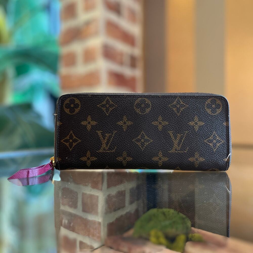 LOUIS VUITTON Clemence LV Monogram Brown Coated Canvas  Wallet